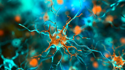 Artistic presentation of brain cells, neurons, nerve endings