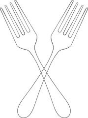 two crossed dinner forks vector hand drawn