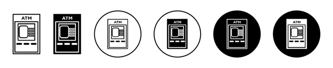 ATM symbol icon sign collection in white and black