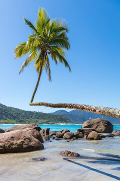 Praia do Aventureiro, one of the most famous beaches in the world and a Brazilian postcard. Beach with crystal clear waters and white sand, located on Ilha Grande, in the city of Angra dos Reis, RJ.