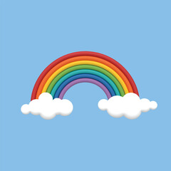3D Vector Rainbow and Clouds