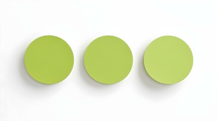 Set of green round Paper Notes on a white Background. Brainstorming Template with Copy Space