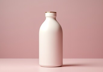 An empty cream-colored bottle can be used as a mockup for cosmetic products, lotions, soaps, creams and others. generative AI