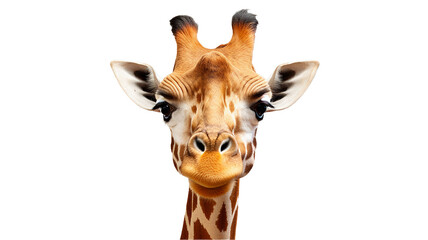 Giraffe head isolated on transparent and white background. African animals. Innovative AI.