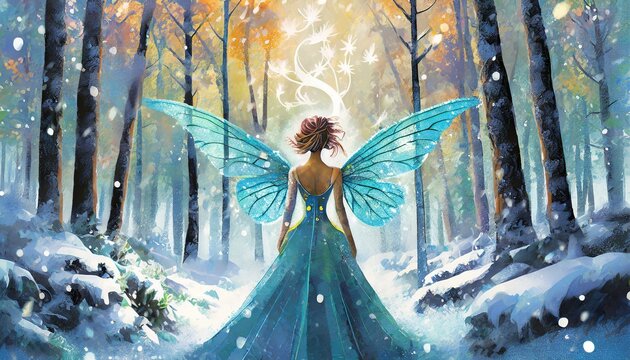 Splendeur hivernale : Une femme rayonne de beaut&eacute; sous la douce caresse de la neige dans un parc enneig&eacute;. Son sourire illumine la froideur de l'hiver, tandis qu'elle se fond harmonieusement dans la na