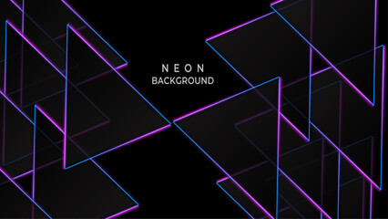 Abstract elegant neon polygonal purple background and black abstract , dark and colorful.