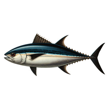 Vintage Lithography of Skipjack Tuna (Katsuwonus pelamis)