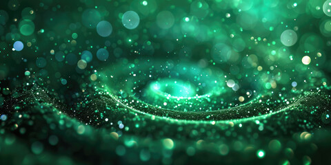 Green swirl light on a black background. Suitable for  technology, abstract, motion graphics, and futuristic design projects. Vibrant and dynamic.