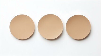 Set of khaki round Paper Notes on a white Background. Brainstorming Template with Copy Space