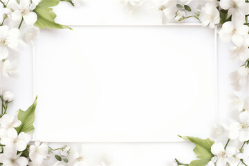 frame of plant and flowers with spring theme