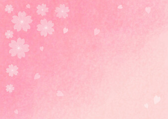 Fototapeta na wymiar 桜と水彩風テクスチャ　ピンク背景