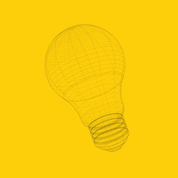 3D Vector Wireframe Bulb
