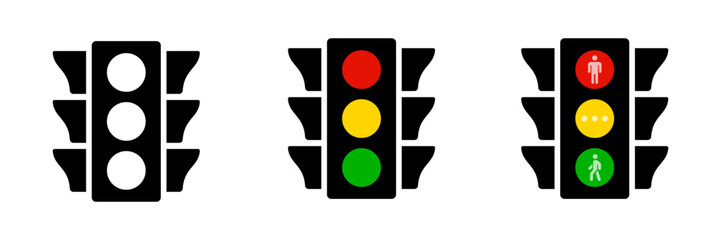 Traffic light  signal icon. Stoplight semaphore signal sign. Street road  traffic control. Vector illustration