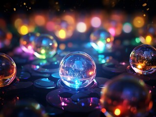 Magic crystal balls on a bokeh background 3d rendering