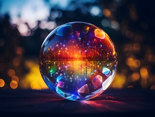 A magic crystal ball on a blur background 3d rendering