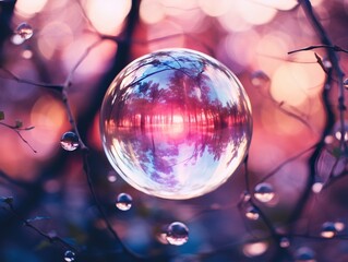A magic crystal ball on a surreal background 3d rendering