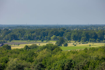 Fototapeta na wymiar Overview of Overijssel landscape between Ommen and Hellendoorn at Lemelerberg (monument) The Pieterpad is a long distance walking route in the Netherlands, The trail runs from Groningen to Maastricht.