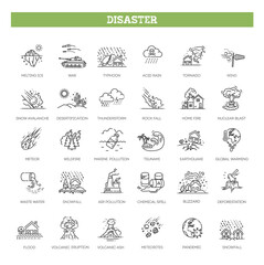 Set of natural disaster icons. Vector illustration