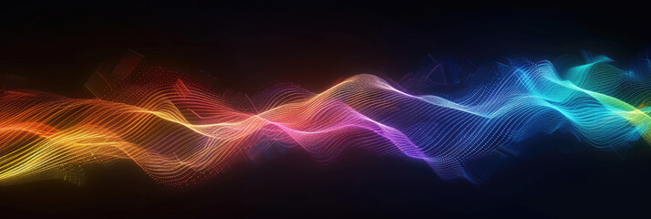 Obraz premium Abstract ranibow wave light painting with vibrant colors and dynamic patterns. Suitable for for technology, abstract, motion graphics, and futuristic design projects. Vibrant and dynamic.