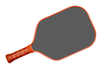 Mock up grey pickleball racket.  Pickleball paddle with leather handle.