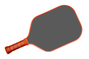 Mock up grey pickleball racket.  Pickleball paddle with leather handle.