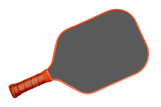 Mock up grey pickleball racket.  Pickleball paddle with leather handle.