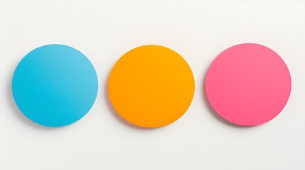Set of multicolor round Paper Notes on a white Background. Brainstorming Template with Copy Space