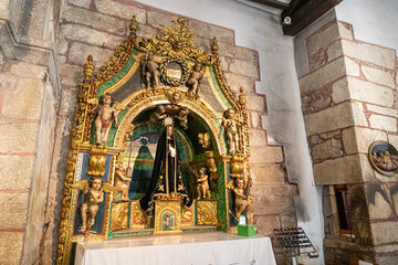 A Ponte Ulla, Spain. Inside the Parish Church of Santa Maria Magdalena, a Galician Baroque Catholic...