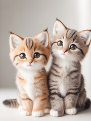 Obraz premium Cute little kittens on white background, close-up, studio shot