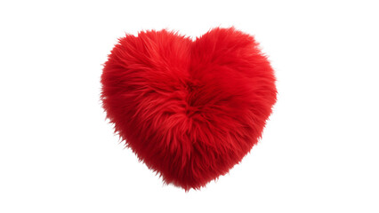 Fluffy heart cutout. Red fluffy heart on transparent background