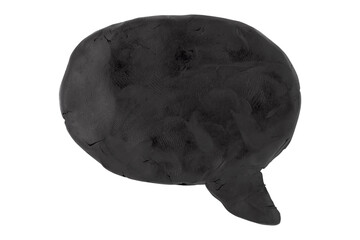 Black speech bubble plasticine isolated on transparent background