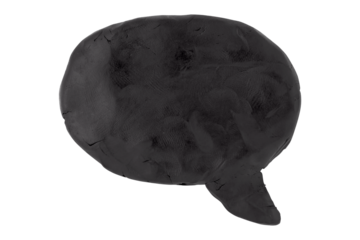 Black speech bubble plasticine isolated on transparent background