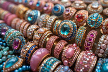Rows of ring jewelry
