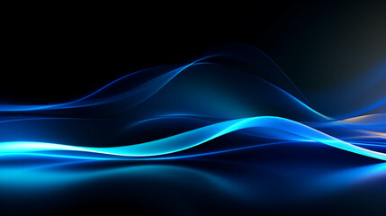 Blue Wave Energy Flow Abstract Design with Light Lines and Fractal Motion.