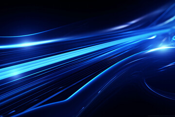 Blue Wave Energy Flow Abstract Design with Light Lines and Fractal Motion.