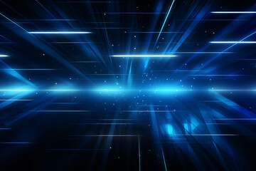 Blue Wave Energy Flow Abstract Design with Light Lines and Fractal Motion.