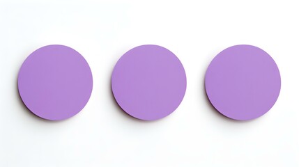 Set of purple round Paper Notes on a white Background. Brainstorming Template with Copy Space