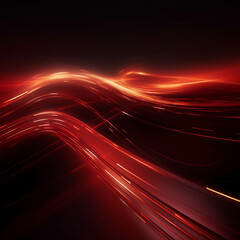 Fototapeta na wymiar Red Wave Energy Flow Abstract Design with Light Lines and Fractal Motion.