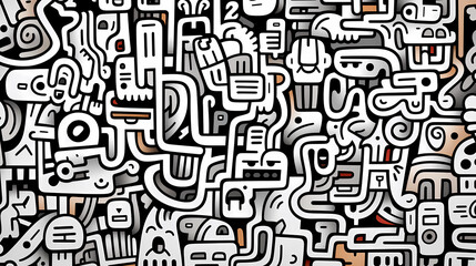 Funny doodle seamless pattern, artistic background
