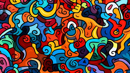 Fototapeta premium Funny doodle seamless pattern, artistic background
