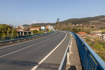 A Ponte Ulla, Spain. Spanish motorway N-525 as it passes through Vedra in Galicia