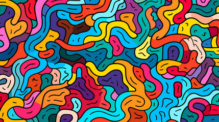 Funny doodle seamless pattern, artistic background