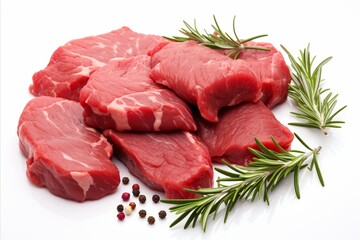 Prime cut of raw beef steak isolated on white background for culinary concepts and food photography.