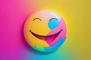 Multicolored smile emoji colourful background