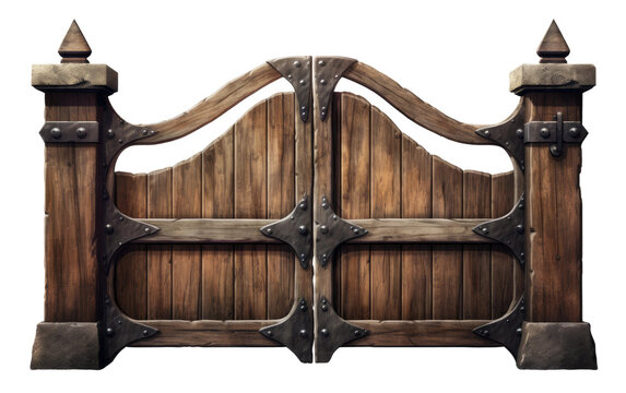 Wooden gate isolated on transparent Background