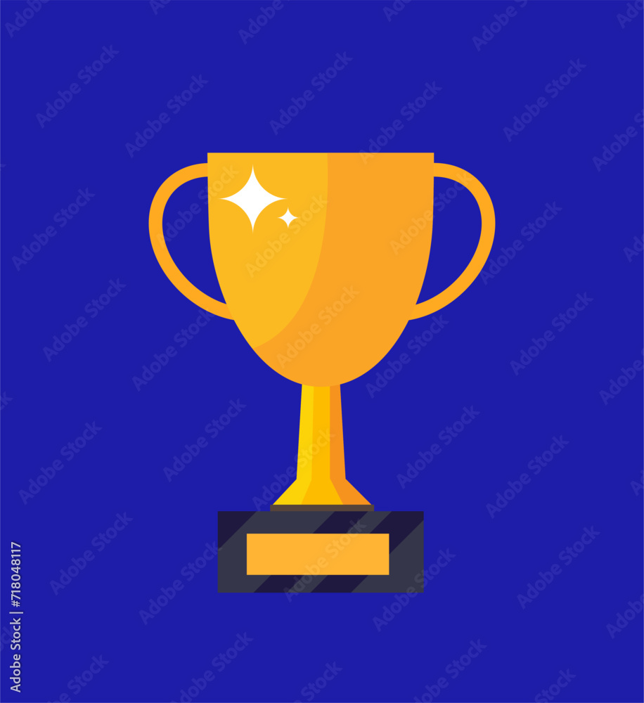 Wall mural winner trophy icon. vector golden trophy is a symbol of victory in a sporting event. champion prize 