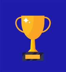 Winner Trophy Icon. Vector golden trophy is a symbol of victory in a sporting event. Champion Prize for first place. Concept of success and business goals. isolated background.