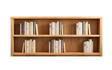 Wooden bookshelf isolated on transparent Background