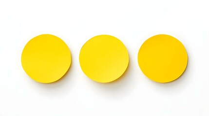 Set of yellow round Paper Notes on a white Background. Brainstorming Template with Copy Space