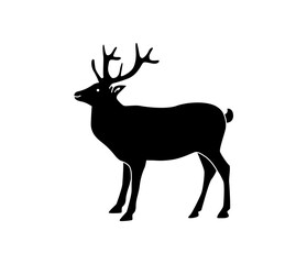 Vector silhouette of a deer. Isolated on white background. For an icon or logo icon.